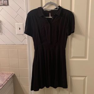 Free People - Black, thigh length, side zip dress with pockets, size S